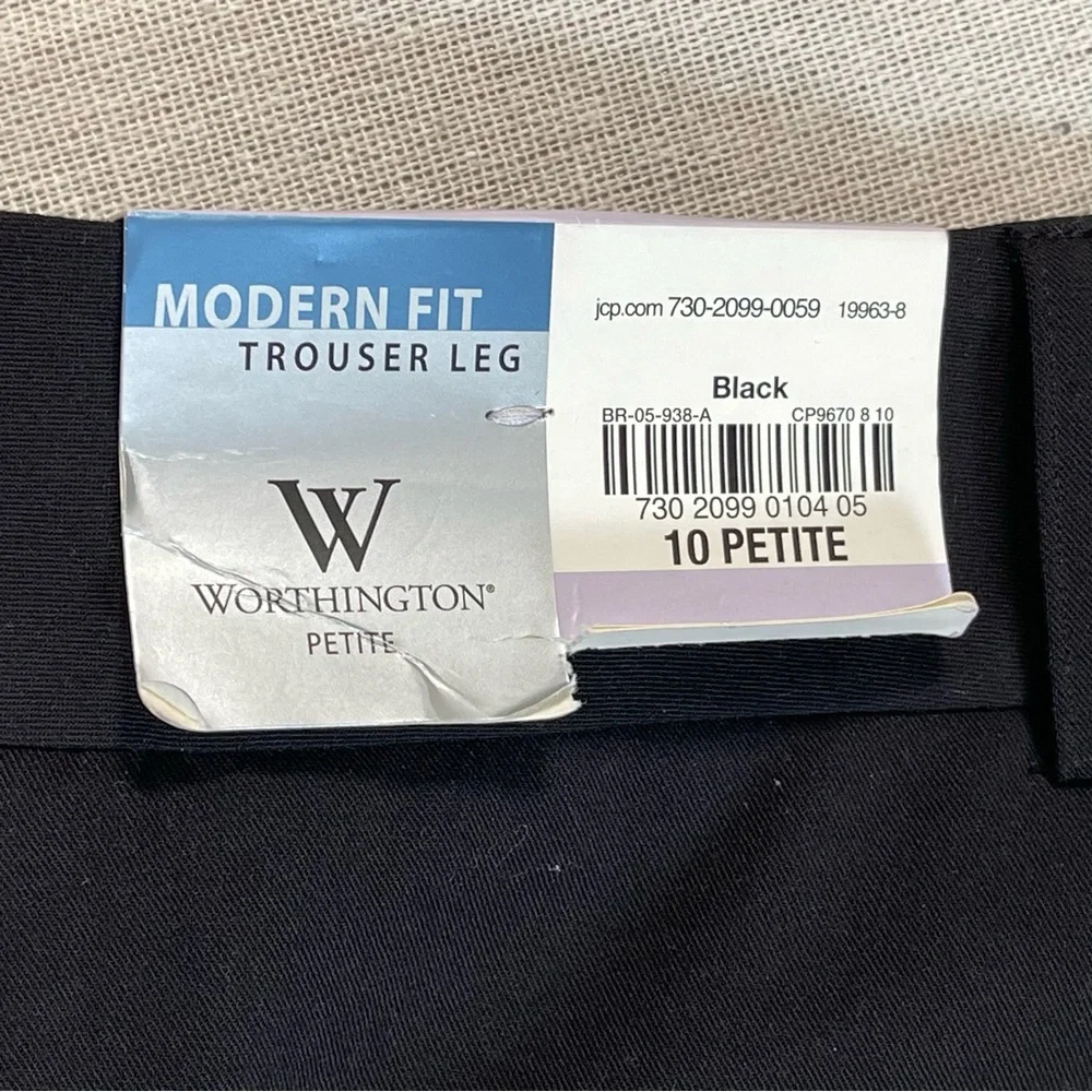 Worthington | NWT Petite Black Modern Fit Trouser Leg Dress Pants | 10P